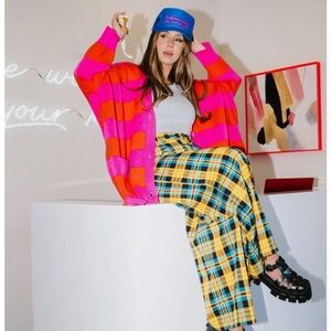 Vibrant Striped Cardigan NWOT S/M oversized so COOL!